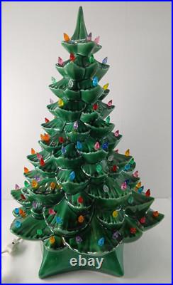 Vintage 1976 Lighted Ceramic Christmas Tree 18 With Base & Bulb BEAUTIFUL Clean