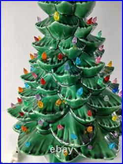 Vintage 1976 Lighted Ceramic Christmas Tree 18 With Base & Bulb BEAUTIFUL Clean