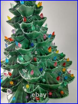 Vintage 1976 Lighted Ceramic Christmas Tree 18 With Base & Bulb BEAUTIFUL Clean