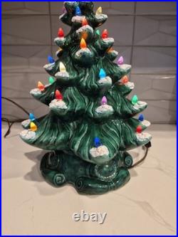 Vintage 1977 Atlantic Mold Ceramic 17 in. Lighted, Christmas Tree 12 Wide