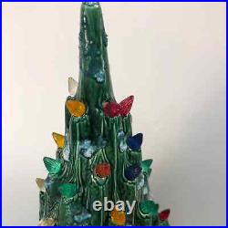 Vintage 19 Ceramic Green Volcano Lava Christmas Tree Multi Color Plastic Lights