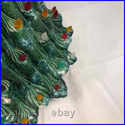 Vintage 19 Ceramic Green Volcano Lava Christmas Tree Multi Color Plastic Lights