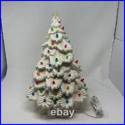 Vintage 19 White Ceramic Christmas Tree withLight Working