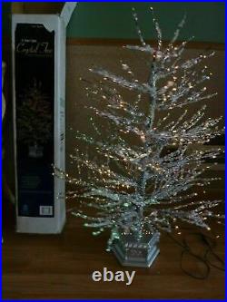 Vintage 36 Bethlehem Rotating Crystal Christmas Tree Fiber Optic Color Wheel F