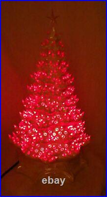 Vintage 513 Lights 5 Flashing Colors Iridescent White 22 Ceramic Christmas Tree