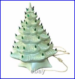 Vintage 70s Ceramic Lighted Christmas Tree 17 Green Lights 1972 Holiday Decor