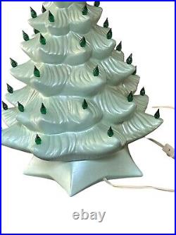 Vintage 70s Ceramic Lighted Christmas Tree 17 Green Lights 1972 Holiday Decor