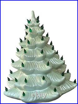 Vintage 70s Ceramic Lighted Christmas Tree 17 Green Lights 1972 Holiday Decor