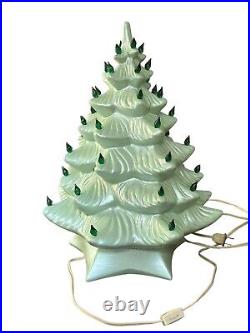 Vintage 70s Ceramic Lighted Christmas Tree 17 Green Lights 1972 Holiday Decor