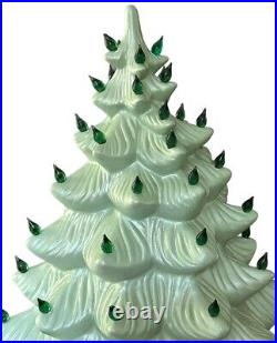 Vintage 70s Ceramic Lighted Christmas Tree 17 Green Lights 1972 Holiday Decor