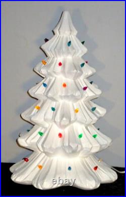 Vintage Antique Ceramic Lighted CHRISTMAS TREE 20 RESTORED White