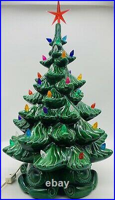 Vintage Atlantic Mold 16 Color Lighted Ceramic Christmas Tree With Scroll Base