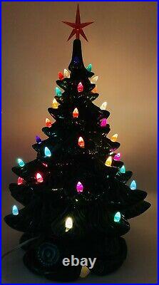 Vintage Atlantic Mold 16 Color Lighted Ceramic Christmas Tree With Scroll Base