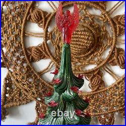 Vintage Atlantic Mold 32 Ceramic Lighted Christmas Tree 3 Pieces RARE Red Birds