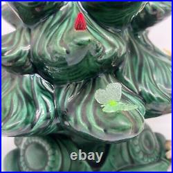 Vintage Atlantic Mold Ceramic Christmas Tree 17 with Base Butterfly Lights 1981