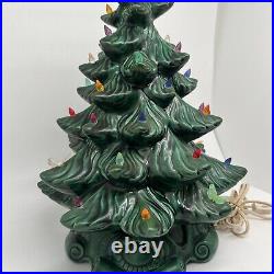Vintage Atlantic Mold Ceramic Christmas Tree 17 with Base Butterfly Lights 1981