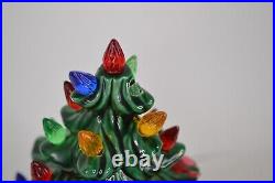 Vintage Atlantic Mold Ceramic Christmas Tree with Base Birds Flowers Lights 14