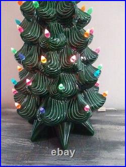 Vintage Atlantic Mold Ceramic Lighted Christmas Tree 24 Rare Narrow Tree