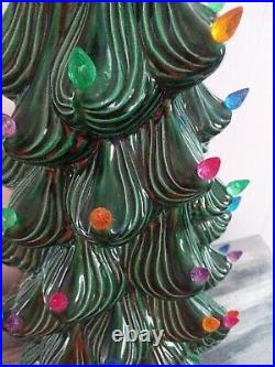 Vintage Atlantic Mold Ceramic Lighted Christmas Tree 24 Rare Narrow Tree