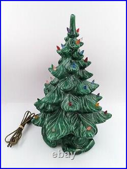 Vintage Atlantic Mold Ceramic Lighted Christmas Tree with Scroll Base 17