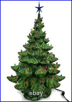 Vintage Atlantic Mold Co Ceramic Lighted Christmas Tree 22 Lights Up
