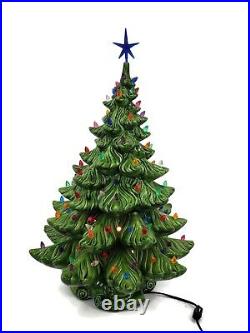 Vintage Atlantic Mold Co Ceramic Lighted Christmas Tree 22 Lights Up