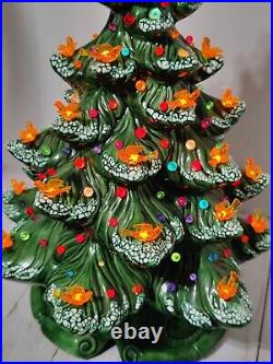 Vintage Atlantic Mold Lighted Musical Flocked Ceramic Christmas Tree See Details
