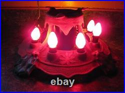 Vintage Cast Iron Electric Lighted Christmas Tree Stand Poinsettias WORKS