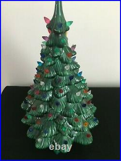 Vintage Ceramic 19 Lighted Christmas Tree with Music Box Adeste Fideles