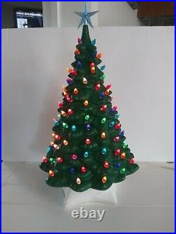 Vintage Ceramic Christmas Tree 16 Green With Lighted Base