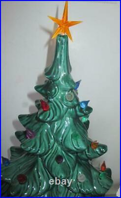 Vintage Ceramic Christmas Tree 24 Tall, Lighted Base, Music Box
