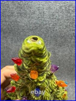 Vintage Ceramic Christmas Tree Lighted Green Missing 7 Bulbs