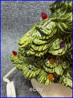 Vintage Ceramic Christmas Tree Lighted Green Missing 7 Bulbs