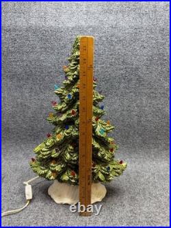 Vintage Ceramic Christmas Tree Lighted Green Missing 7 Bulbs