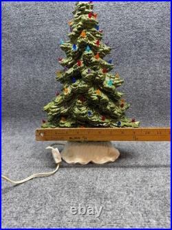 Vintage Ceramic Christmas Tree Lighted Green Missing 7 Bulbs