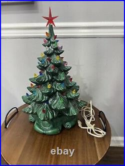 Vintage Ceramic Light Up Christmas Tree With Base 16