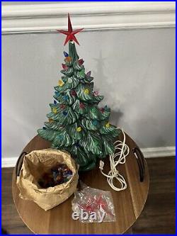 Vintage Ceramic Light Up Christmas Tree With Base 16