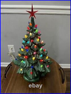 Vintage Ceramic Light Up Christmas Tree With Base 16