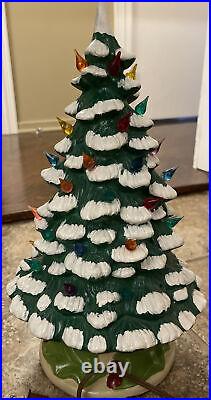 Vintage Ceramic Lighted Christmas Tree 14 SNOW & LIGHTS DECORATION 1960s