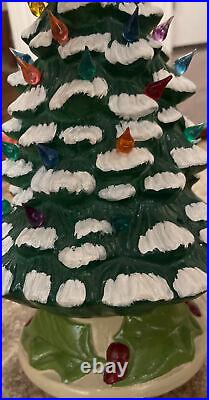 Vintage Ceramic Lighted Christmas Tree 14 SNOW & LIGHTS DECORATION 1960s