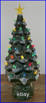 Vintage Ceramic Lighted Christmas Tree 17 Holly Base
