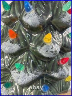 Vintage Ceramic Lighted Christmas Tree 17 Holly Base
