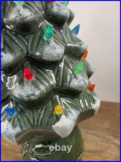 Vintage Ceramic Lighted Christmas Tree 17 Holly Base