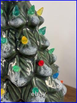 Vintage Ceramic Lighted Christmas Tree 17 Holly Base