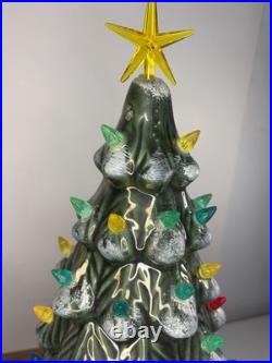 Vintage Ceramic Lighted Christmas Tree 17 Holly Base
