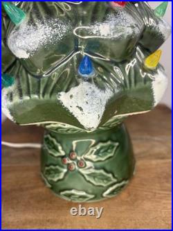 Vintage Ceramic Lighted Christmas Tree 17 Holly Base