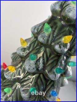 Vintage Ceramic Lighted Christmas Tree 17 Holly Base