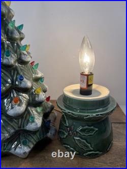 Vintage Ceramic Lighted Christmas Tree 17 Holly Base