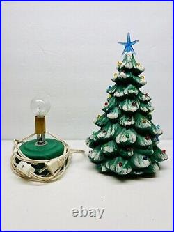 Vintage Ceramic Lighted Christmas Tree Holland Mold 12 Flocked withBase Tested