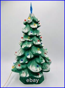 Vintage Ceramic Lighted Christmas Tree Holland Mold 12 Flocked withBase Tested